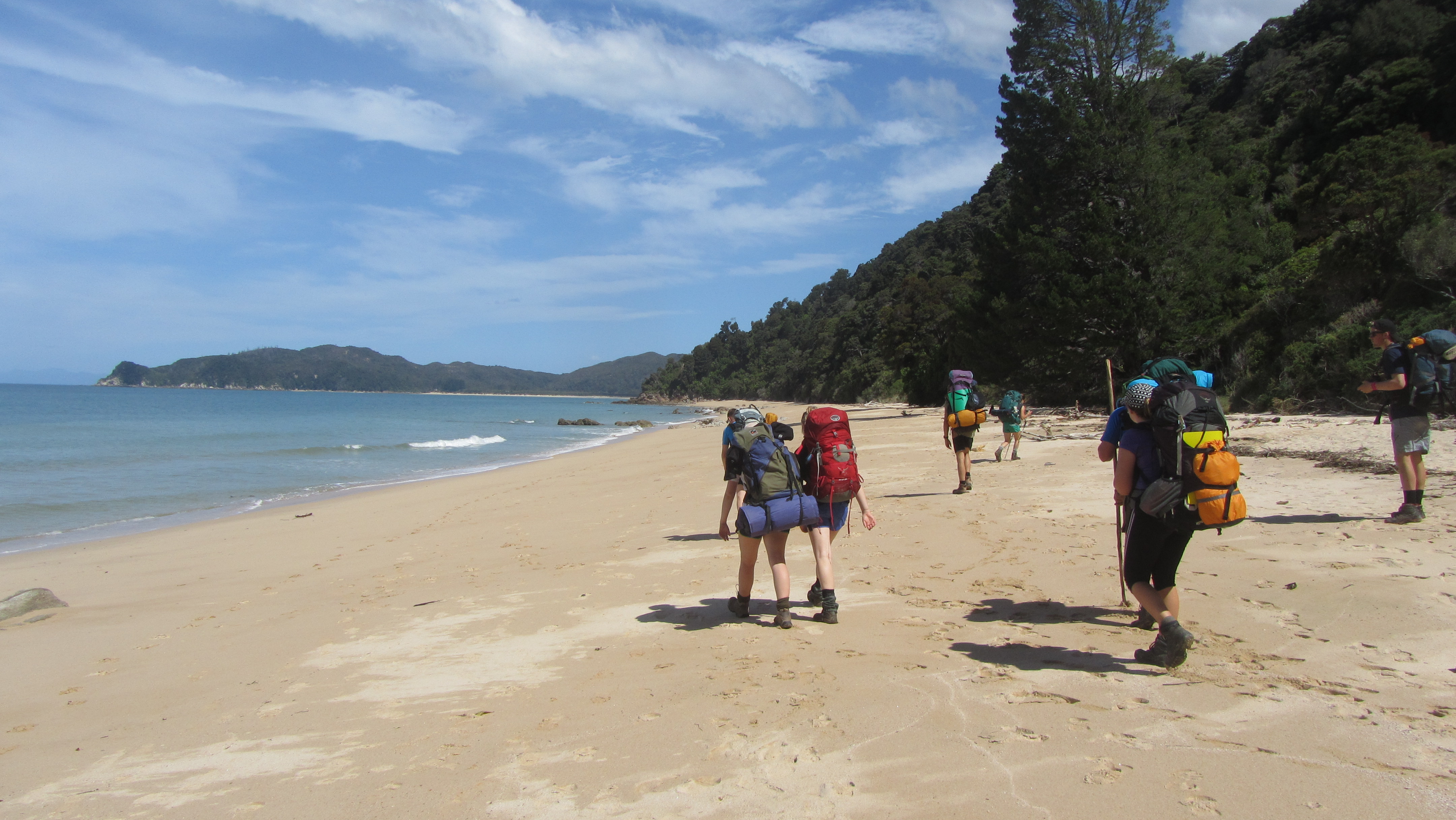 Beach Tramping on Abel Tasman E3 expedition. [Christy McKessar]